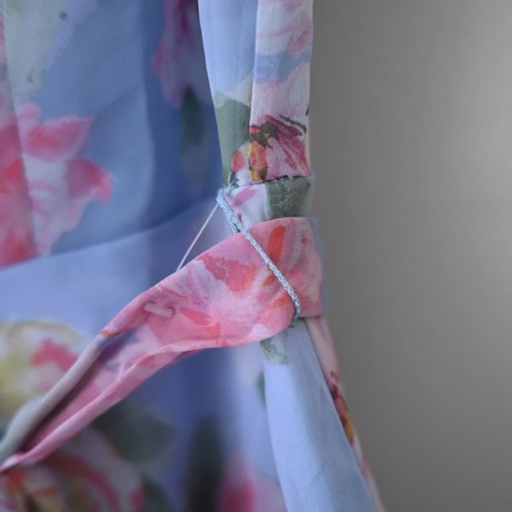 Womens Sz 6 Floral Tiered Midi-Dress - Chetta B - NWOT Pastel Easter - Picture 8 of 11